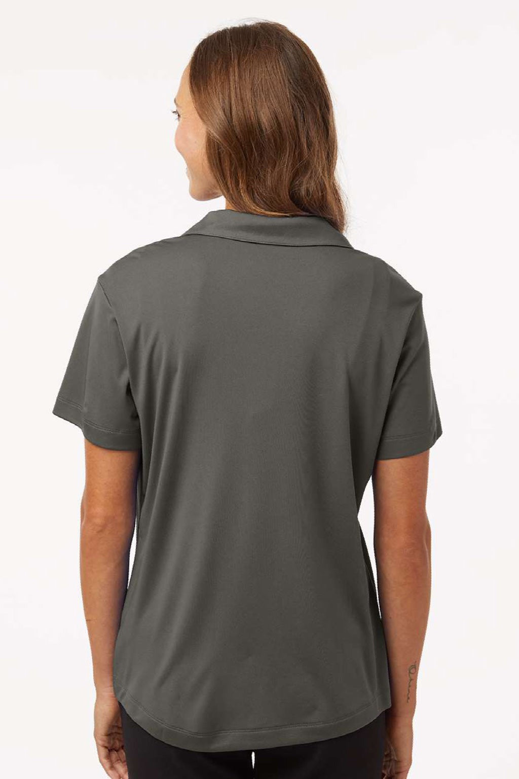AllPro 41800L Womens Pro Lock Performance Short Sleeve Polo Shirt Charcoal Grey Model Back
