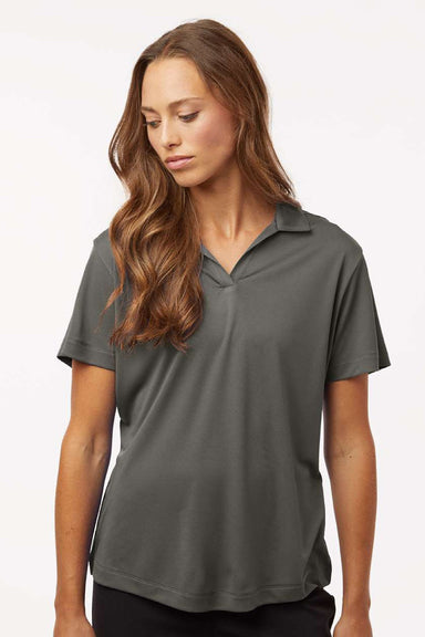 AllPro 41800L Womens Pro Lock Performance Short Sleeve Polo Shirt Charcoal Grey Model Front