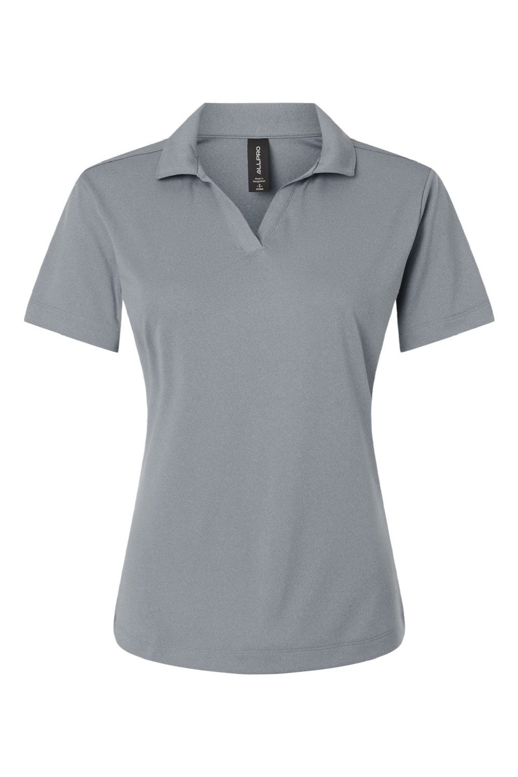 AllPro 41800L Womens Pro Lock Performance Short Sleeve Polo Shirt Heather Steel Grey Flat Front