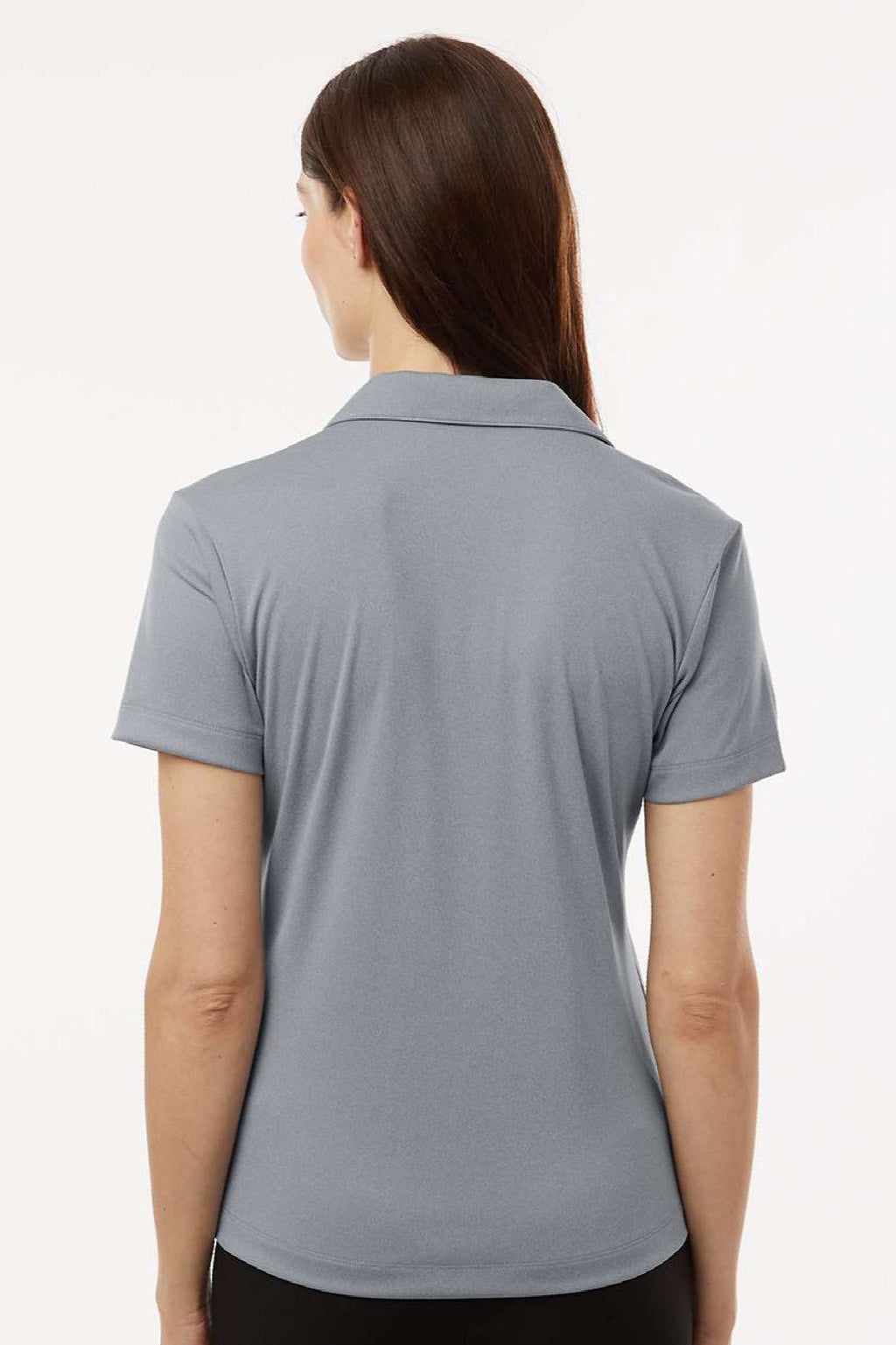 AllPro 41800L Womens Pro Lock Performance Short Sleeve Polo Shirt Heather Steel Grey Model Back