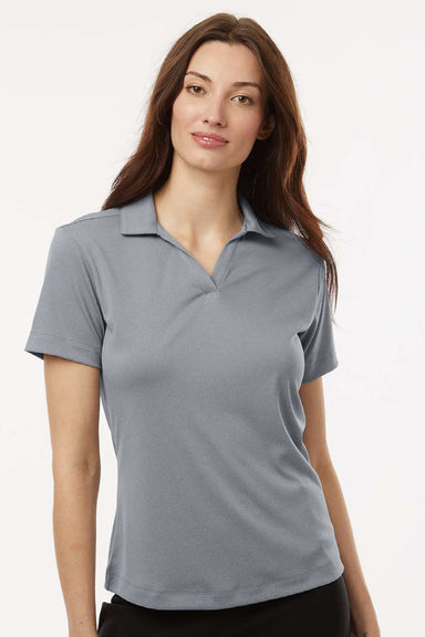 AllPro 41800L Womens Pro Lock Performance Short Sleeve Polo Shirt Heather Steel Grey Model Front