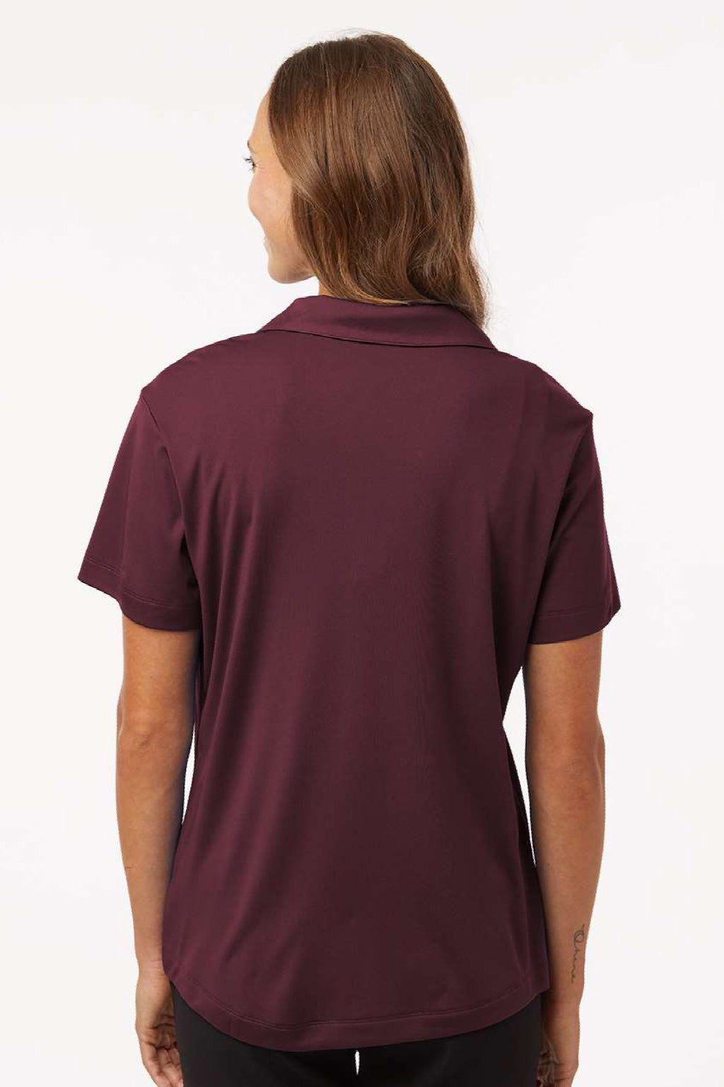AllPro 41800L Womens Pro Lock Performance Short Sleeve Polo Shirt Maroon Model Back