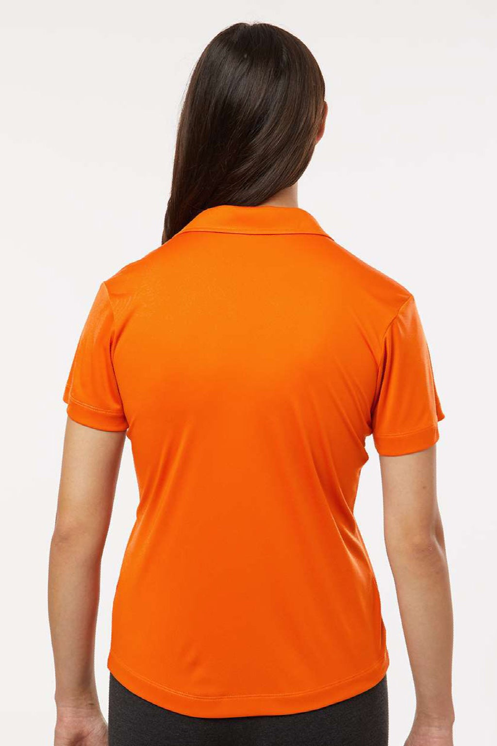 AllPro 41800L Womens Pro Lock Performance Short Sleeve Polo Shirt Neon Orange Model Back