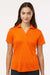 AllPro 41800L Womens Pro Lock Performance Short Sleeve Polo Shirt Neon Orange Model Front