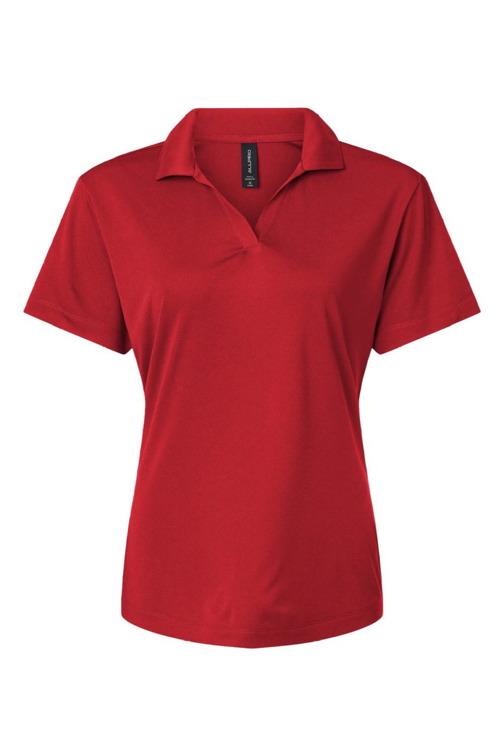AllPro 41800L Womens Pro Lock Performance Short Sleeve Polo Shirt Red Flat Front