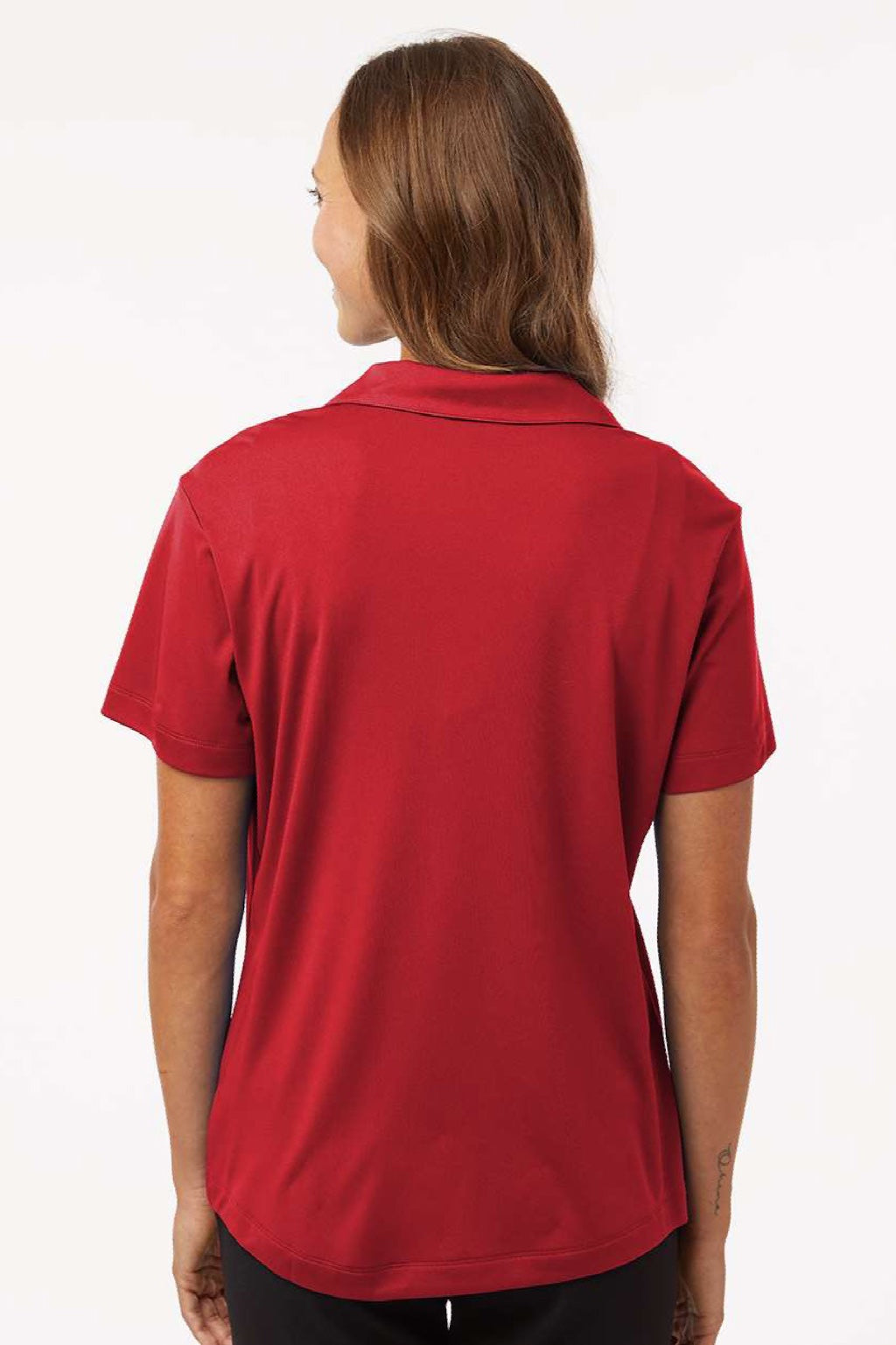 AllPro 41800L Womens Pro Lock Performance Short Sleeve Polo Shirt Red Model Back