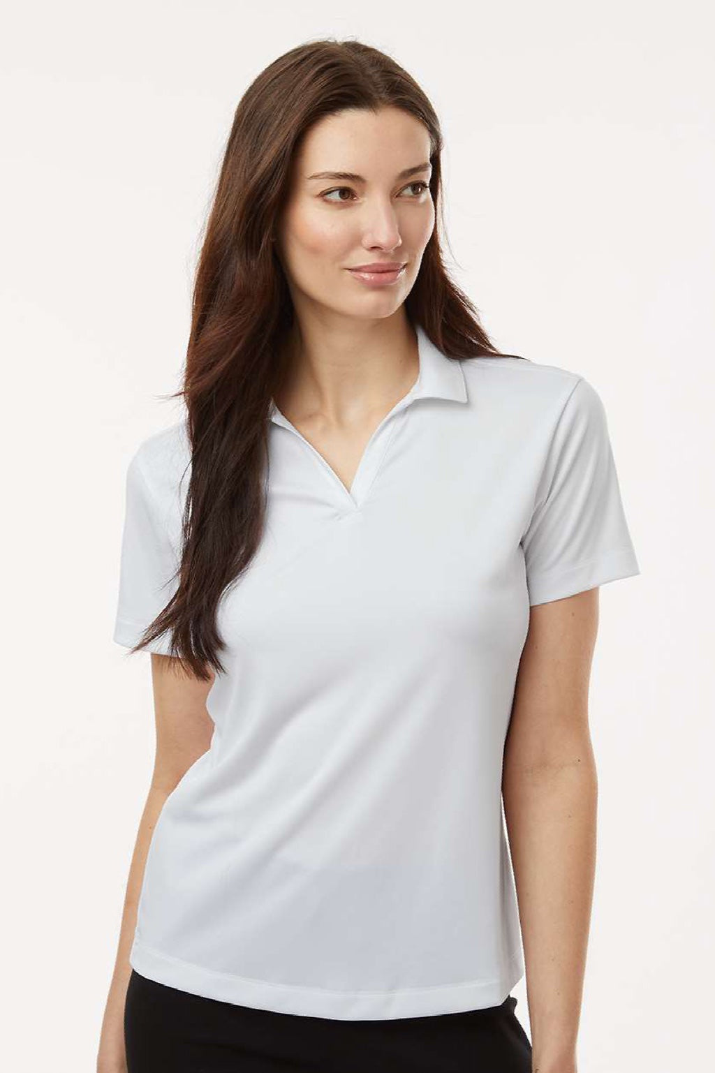 AllPro 41800L Womens Pro Lock Performance Short Sleeve Polo Shirt White Model Front