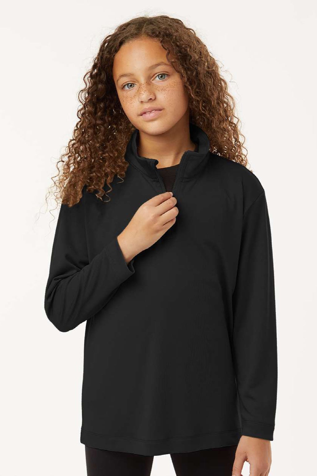 AllPro 41870Y Youth Pro Lock Performance 1/4 Zip Sweatshirt Black Model Front