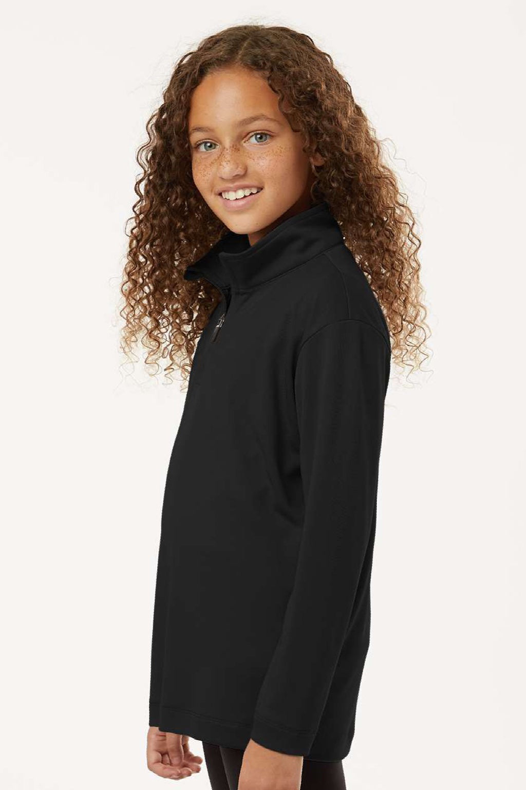 AllPro 41870Y Youth Pro Lock Performance 1/4 Zip Sweatshirt Black Model Side