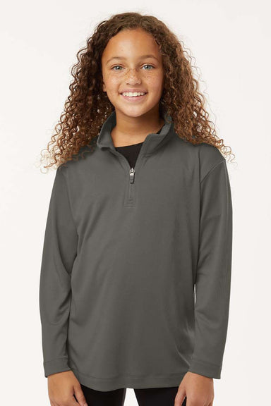 AllPro 41870Y Youth Pro Lock Performance 1/4 Zip Sweatshirt Charcoal Grey Model Front