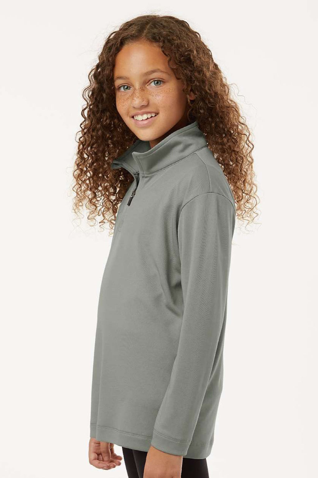 AllPro 41870Y Youth Pro Lock Performance 1/4 Zip Sweatshirt Greystone Model Side
