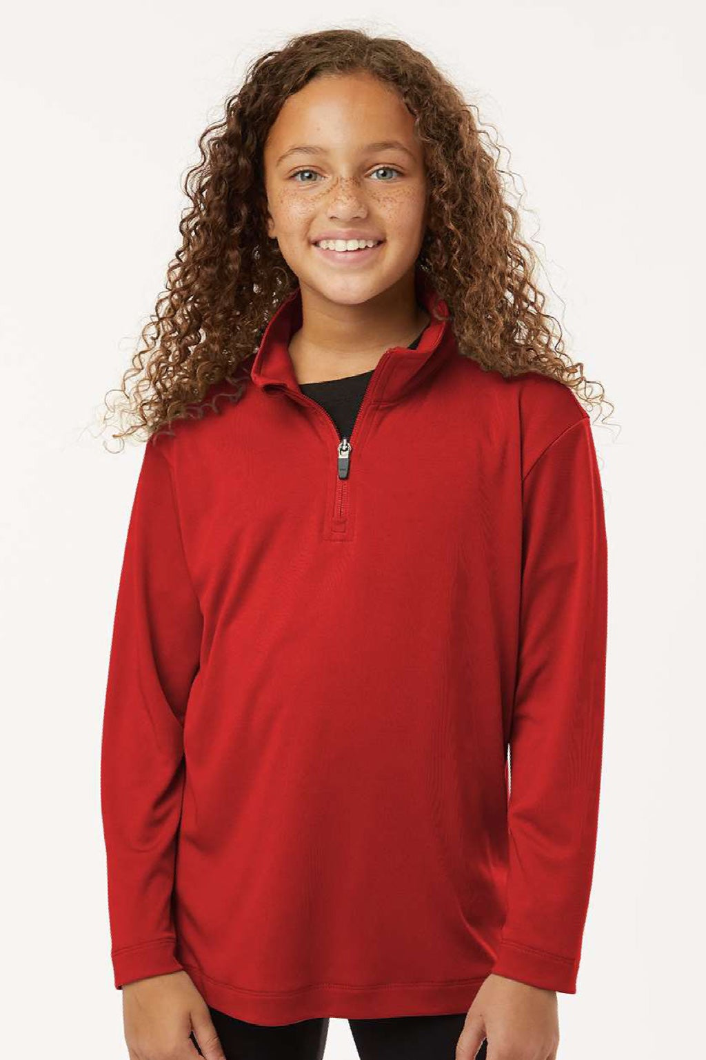 AllPro 41870Y Youth Pro Lock Performance 1/4 Zip Sweatshirt Red Model Front
