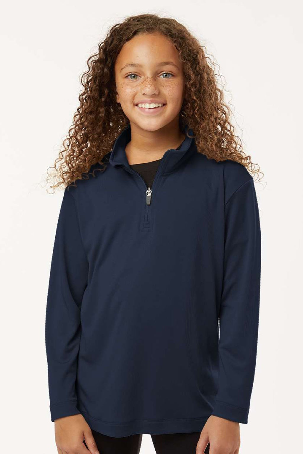 AllPro 41870Y Youth Pro Lock Performance 1/4 Zip Sweatshirt Navy Blue Model Front