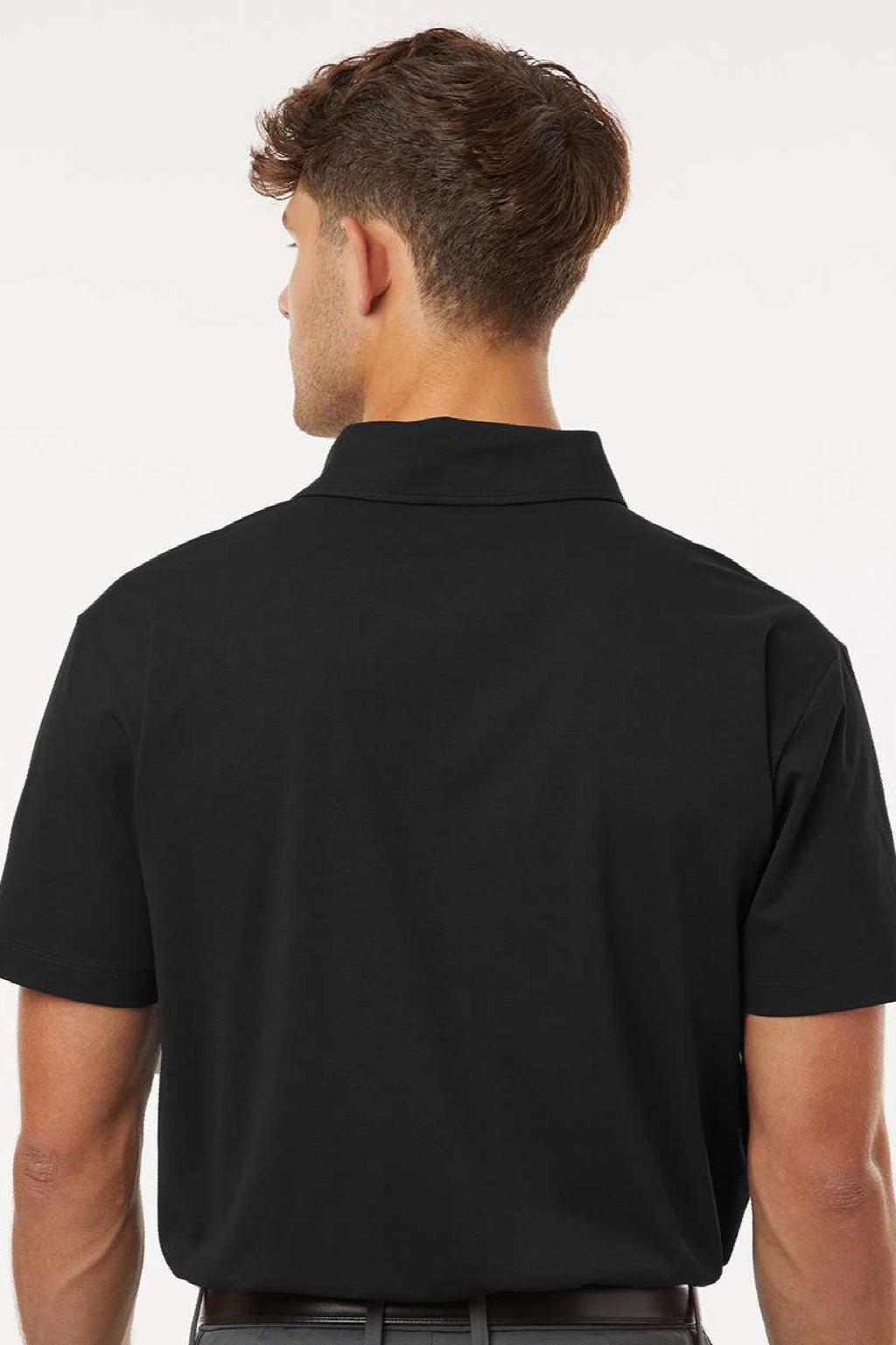 AllPro 41SP0 Mens Pro Flex Sorona Short Sleeve Polo Shirt Black Model Back