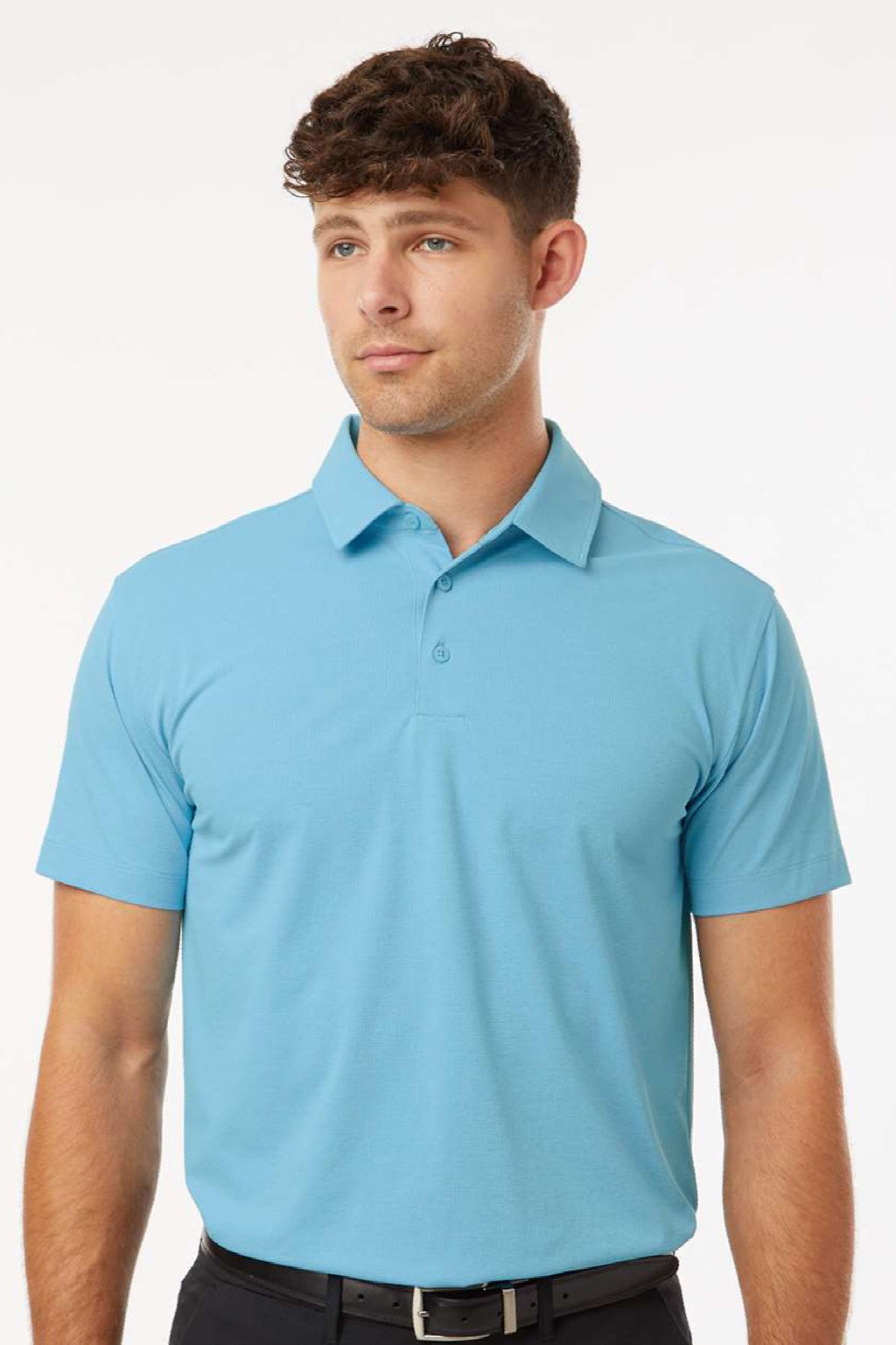AllPro 41SP0 Mens Pro Flex Sorona Short Sleeve Polo Shirt Cloud Blue Model Front