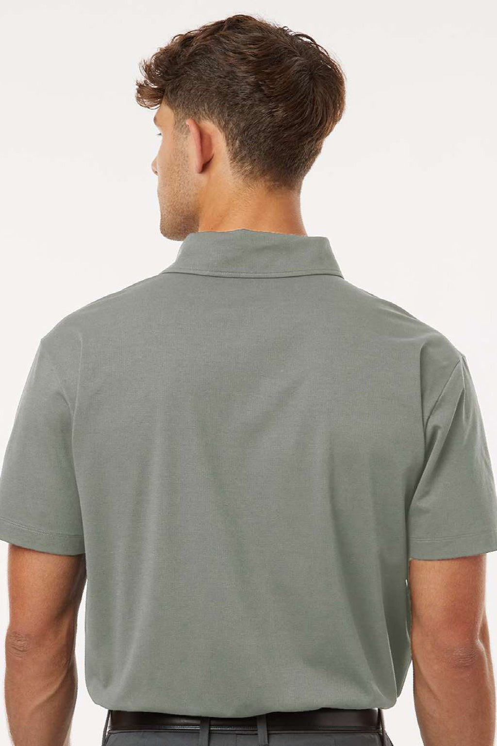 AllPro 41SP0 Mens Pro Flex Sorona Short Sleeve Polo Shirt Greystone Model Back