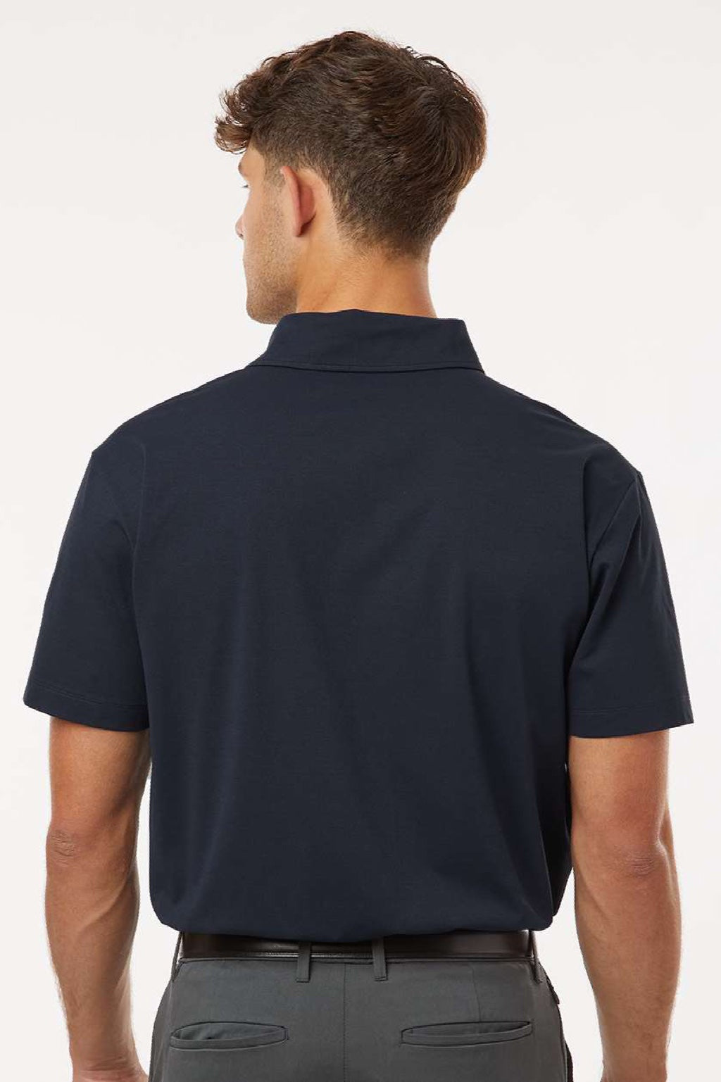 AllPro 41SP0 Mens Pro Flex Sorona Short Sleeve Polo Shirt Navy Blue Model Back