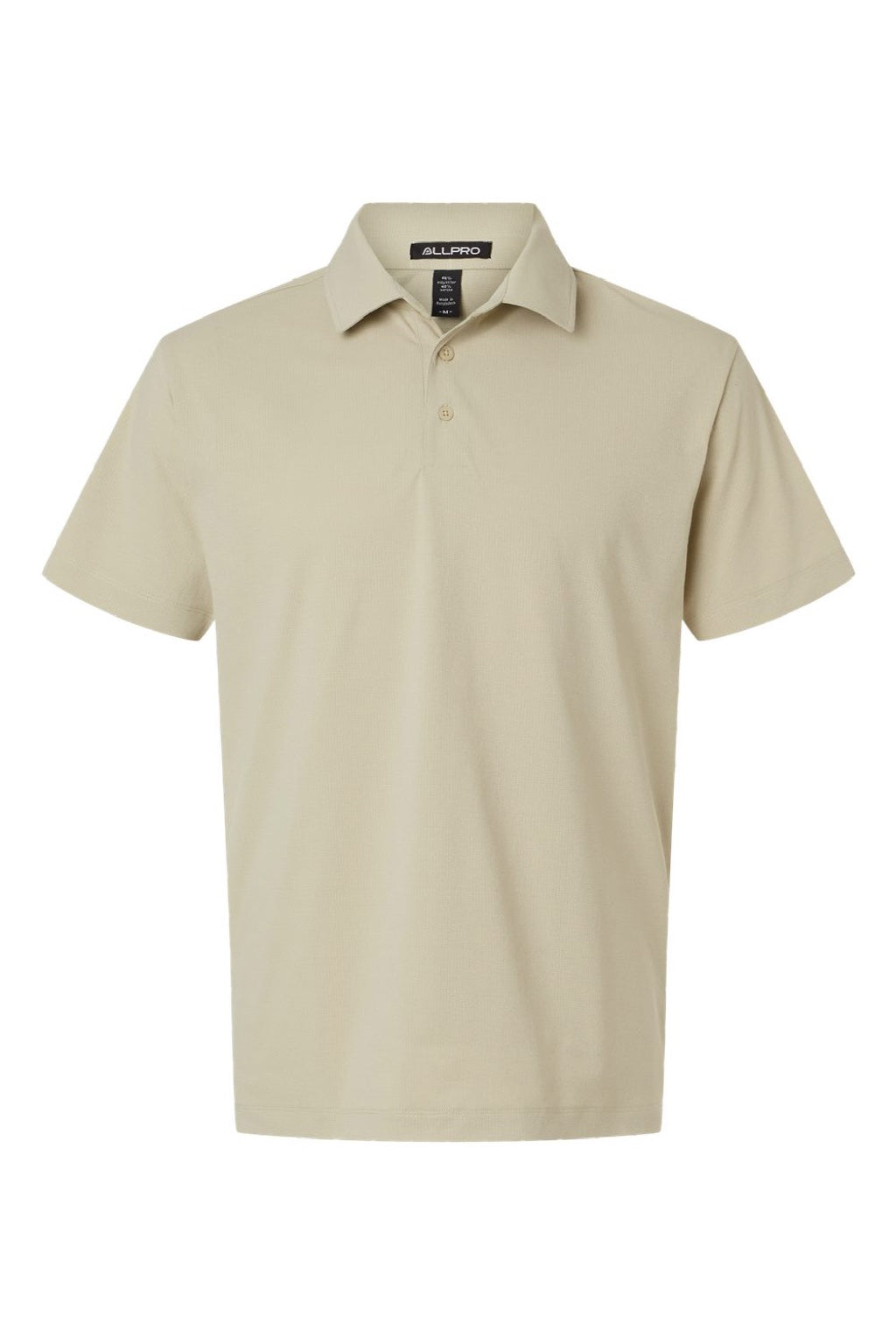 AllPro 41SP0 Mens Pro Flex Sorona Short Sleeve Polo Shirt Sand Brown Flat Front
