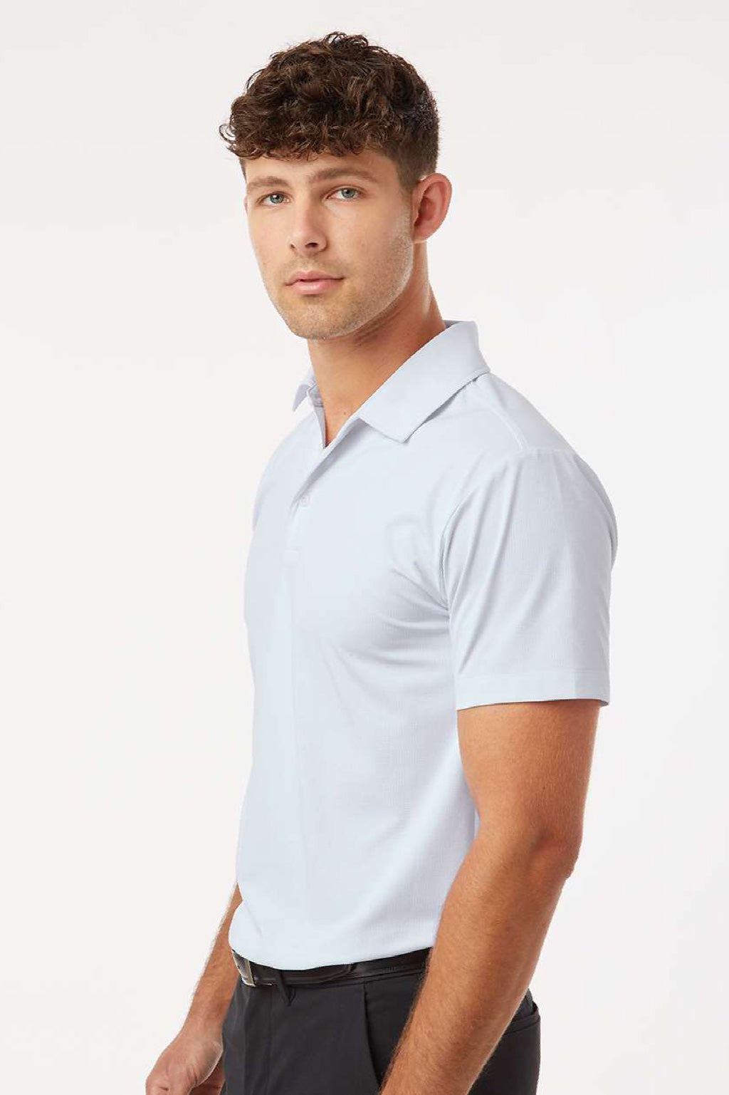 AllPro 41SP0 Mens Pro Flex Sorona Short Sleeve Polo Shirt White Model Side