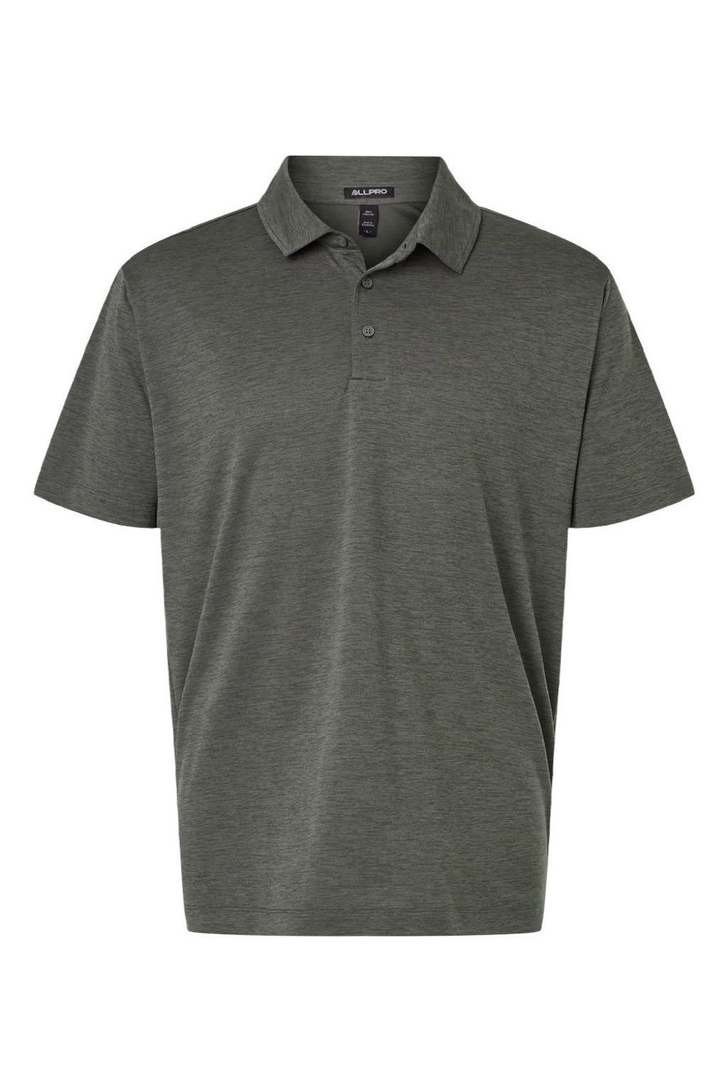 AllPro 4HM00 Mens Performance Melange Short Sleeve Polo Shirt Charcoal Grey Melange Flat Front
