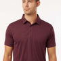 AllPro Mens Performance Melange Moisture Wicking Short Sleeve Polo Shirt - Maroon Melange - New