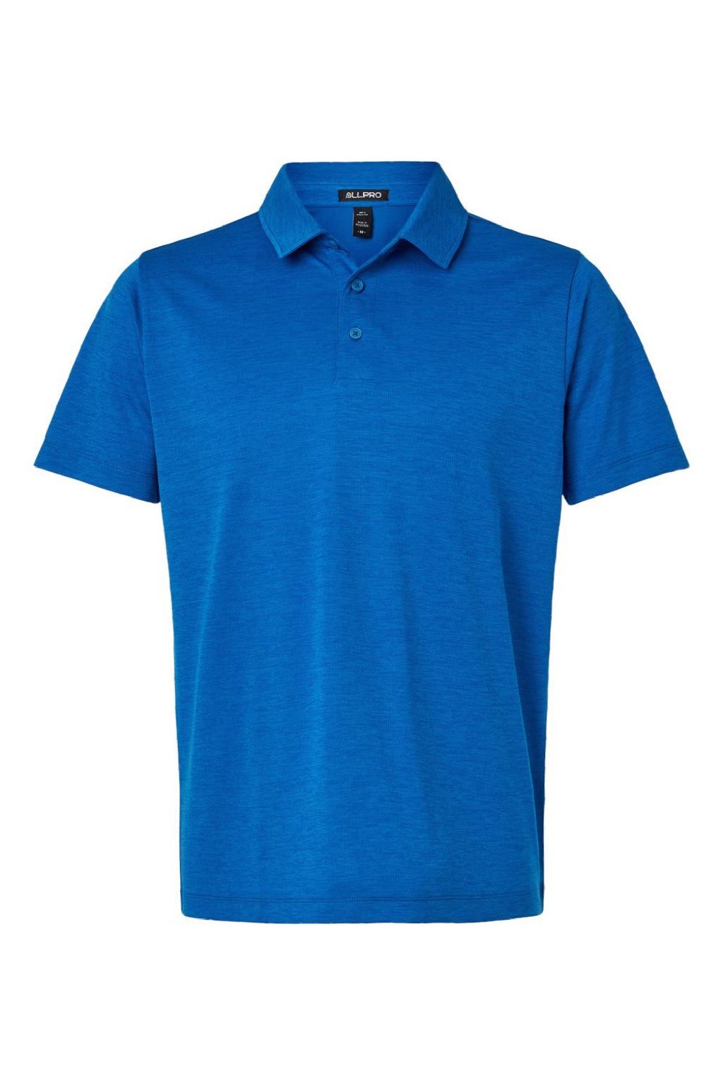 AllPro 4HM00 Mens Performance Melange Short Sleeve Polo Shirt Royal Blue Melange Flat Front