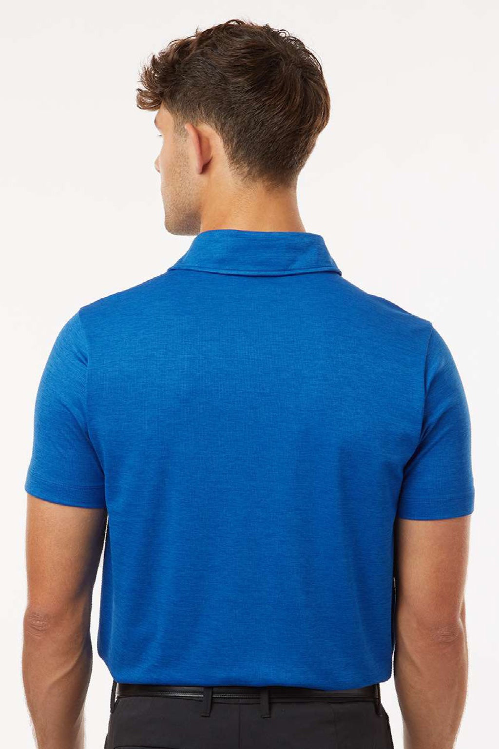 AllPro 4HM00 Mens Performance Melange Short Sleeve Polo Shirt Royal Blue Melange Model Back