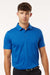 AllPro 4HM00 Mens Performance Melange Short Sleeve Polo Shirt Royal Blue Melange Model Front