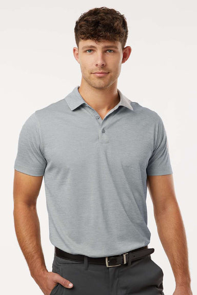 AllPro 4HM00 Mens Performance Melange Short Sleeve Polo Shirt Silver Grey Melange Model Front