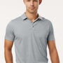 AllPro Mens Performance Melange Moisture Wicking Short Sleeve Polo Shirt - Silver Grey Melange - New