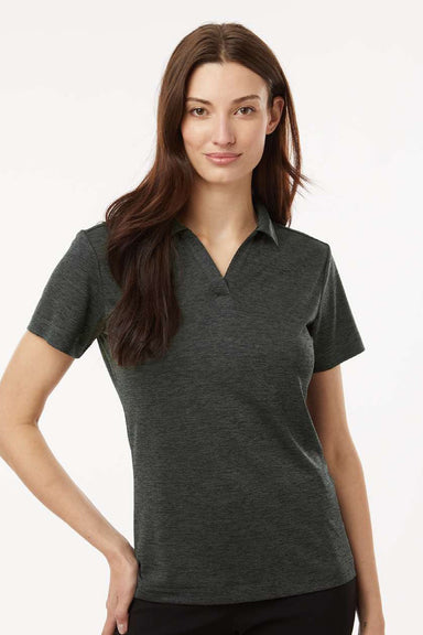 AllPro 4HM00L Womens Performance Melange Short Sleeve Polo Shirt Black Melange Model Front