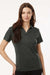 AllPro 4HM00L Womens Performance Melange Short Sleeve Polo Shirt Black Melange Model Front