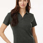 AllPro Womens Performance Melange Moisture Wicking Short Sleeve Polo Shirt - Black Melange - New