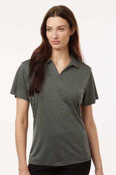 AllPro 4HM00L Womens Performance Melange Short Sleeve Polo Shirt Charcoal Grey Melange Model Front