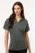 AllPro 4HM00L Womens Performance Melange Short Sleeve Polo Shirt Charcoal Grey Melange Model Front