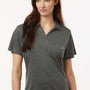 AllPro Womens Performance Melange Moisture Wicking Short Sleeve Polo Shirt - Charcoal Grey Melange - New