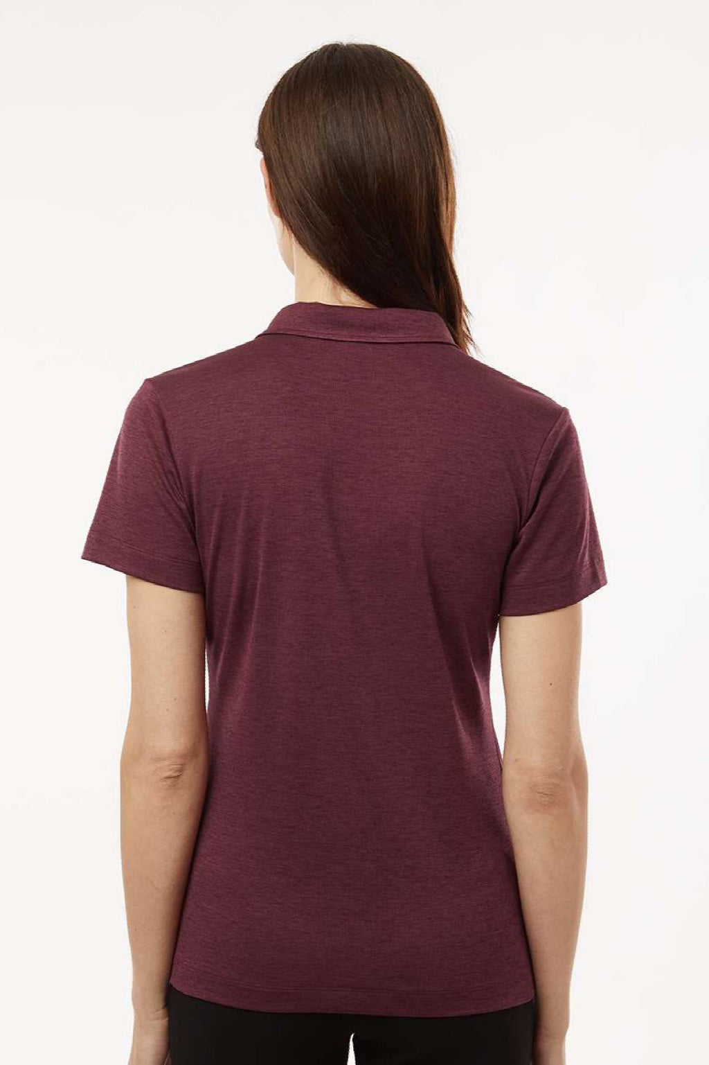 AllPro 4HM00L Womens Performance Melange Short Sleeve Polo Shirt Maroon Melange Model Back