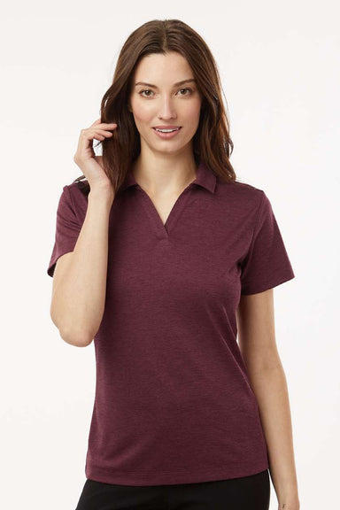AllPro 4HM00L Womens Performance Melange Short Sleeve Polo Shirt Maroon Melange Model Front