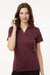 AllPro 4HM00L Womens Performance Melange Short Sleeve Polo Shirt Maroon Melange Model Front