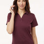 AllPro Womens Performance Melange Moisture Wicking Short Sleeve Polo Shirt - Maroon Melange - New