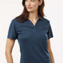 AllPro Womens Performance Melange Moisture Wicking Short Sleeve Polo Shirt - Navy Blue Melange - New