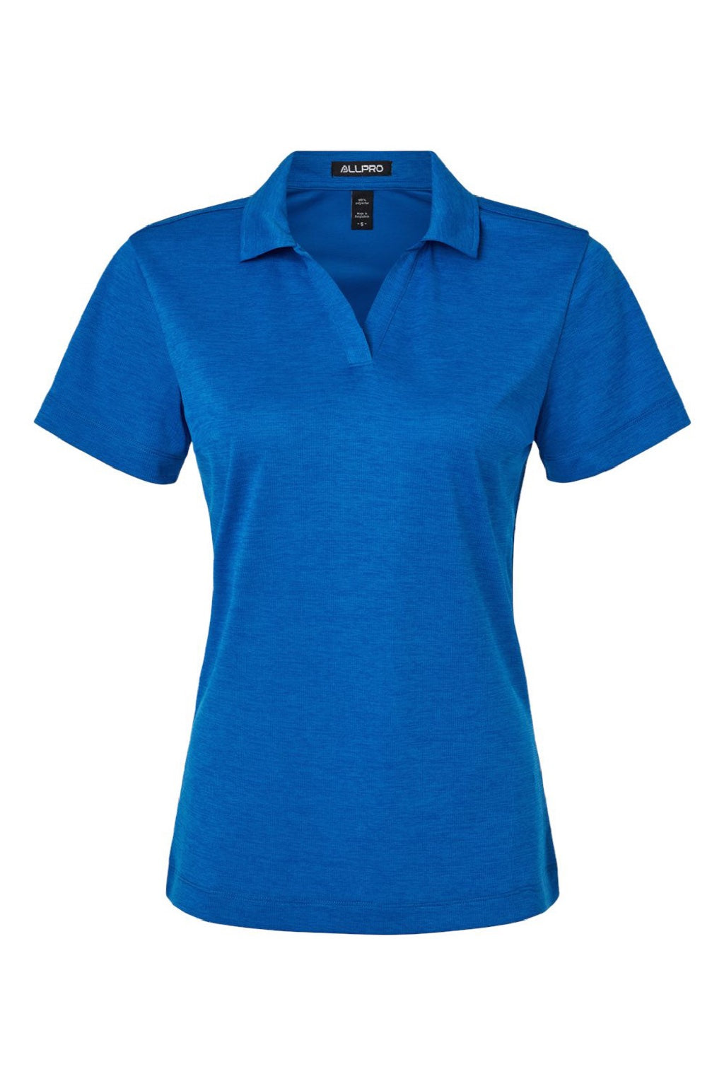 AllPro 4HM00L Womens Performance Melange Short Sleeve Polo Shirt Royal Blue Melange Flat Front