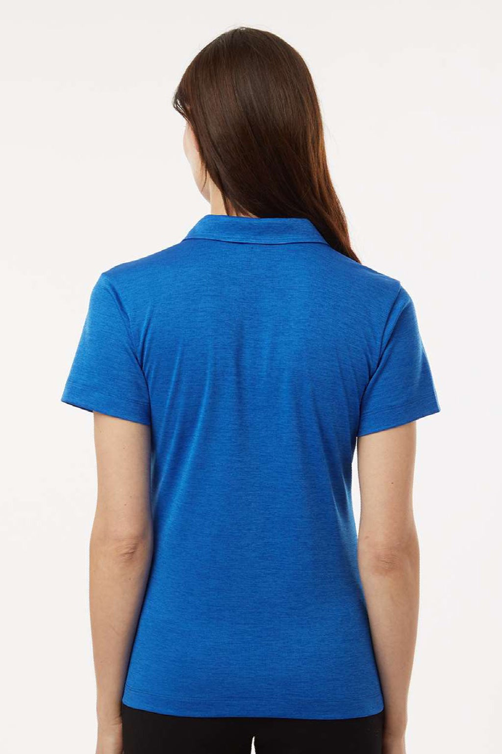AllPro 4HM00L Womens Performance Melange Short Sleeve Polo Shirt Royal Blue Melange Model Back