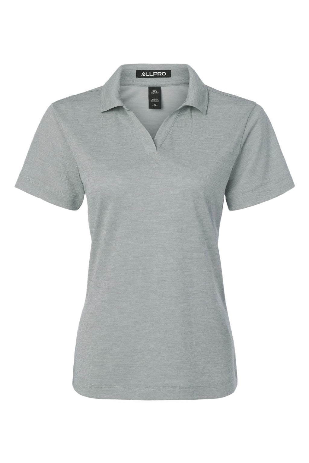 AllPro 4HM00L Womens Performance Melange Short Sleeve Polo Shirt Silver Grey Melange Flat Front