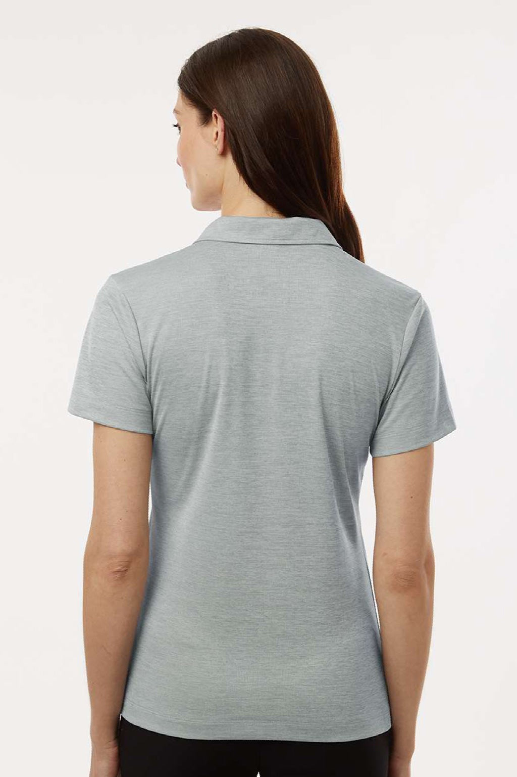 AllPro 4HM00L Womens Performance Melange Short Sleeve Polo Shirt Silver Grey Melange Model Back
