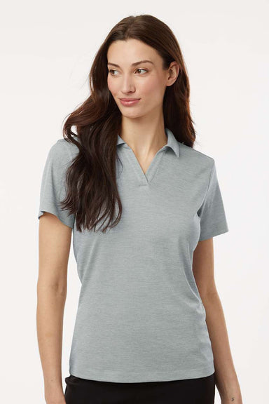 AllPro 4HM00L Womens Performance Melange Short Sleeve Polo Shirt Silver Grey Melange Model Front