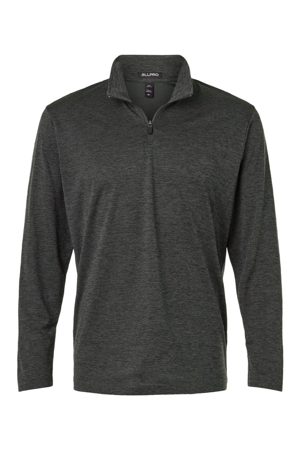 AllPro 4HM700 Mens Performance Melange 1/4 Zip Sweatshirt Black Melange Flat Front