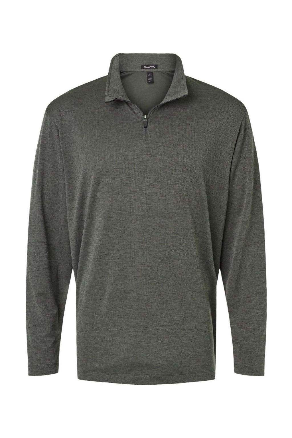 AllPro 4HM700 Mens Performance Melange 1/4 Zip Sweatshirt Charcoal Grey Melange Flat Front