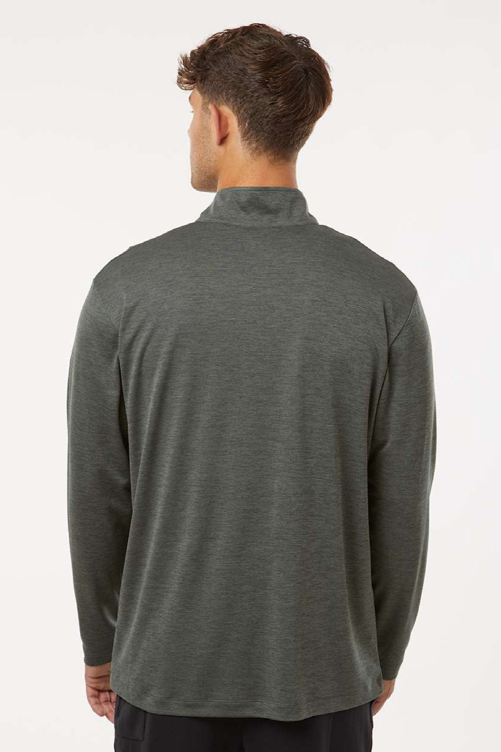 AllPro 4HM700 Mens Performance Melange 1/4 Zip Sweatshirt Charcoal Grey Melange Model Back