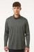 AllPro 4HM700 Mens Performance Melange 1/4 Zip Sweatshirt Charcoal Grey Melange Model Front